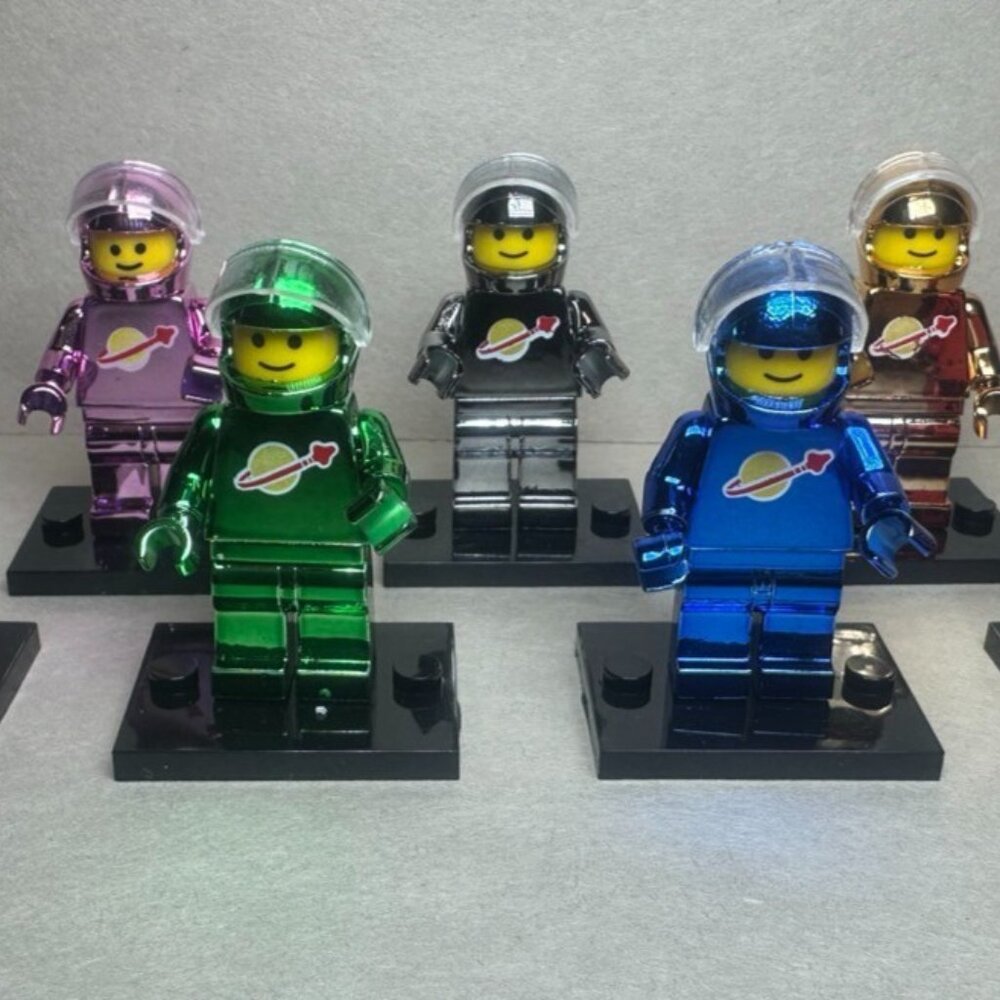 Custom Printed MOC Metallic Colored Classic Spacemen Minifigures 8 Pack